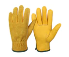 Durable Gardening Gloves Soft Wear Faux Leather Wear-resistant Stab-resistant Work Gloves for Outdoor-Yellow