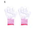 2 Pairs Universal Nylon Anti-static Factory Working Gloves Finger Protection-S Pink Edge