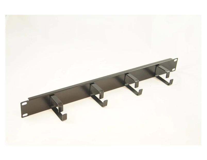 Generic Cable Management Bar 1U Black 4 Ring - for 48cm Rack Cabinets & Enclosures