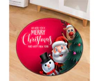 Christmas Mat Round Easy Clean Anti-slip Hotel Home Dorm Outdoor Door Carpet Holiday Decor Daily Use-80 cm