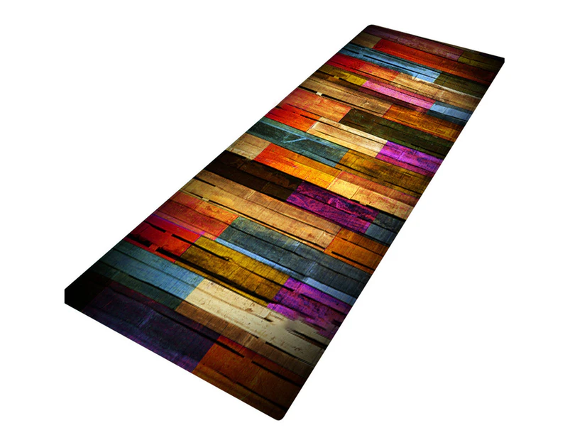Floor Mat Rectangular Non-slip Flannel Geometric Pattern Door Carpet for Children Room-40x120cm