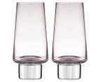 2PK Aurora Crystal Clear 350ml Highball Tumbler Glasses Drinking Cup Set Silver