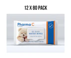 Pharma C Baby Water Wipes 12 x 80 pack