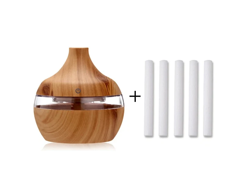 Essential Aroma Oil Electric Humidifier And Diffuser With 5 Cotton Sticks - Light Wood