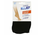 Sheer Relief 5 Pair Women Tight Stockings Comfy Anklets Socks Black Cotton Blend Bulk