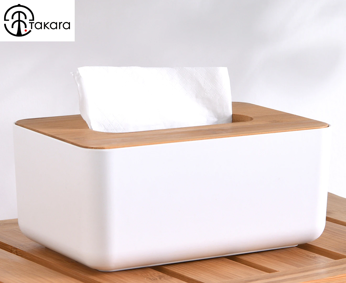 Takara Takae - Natural Bamboo Tissue Box Small White