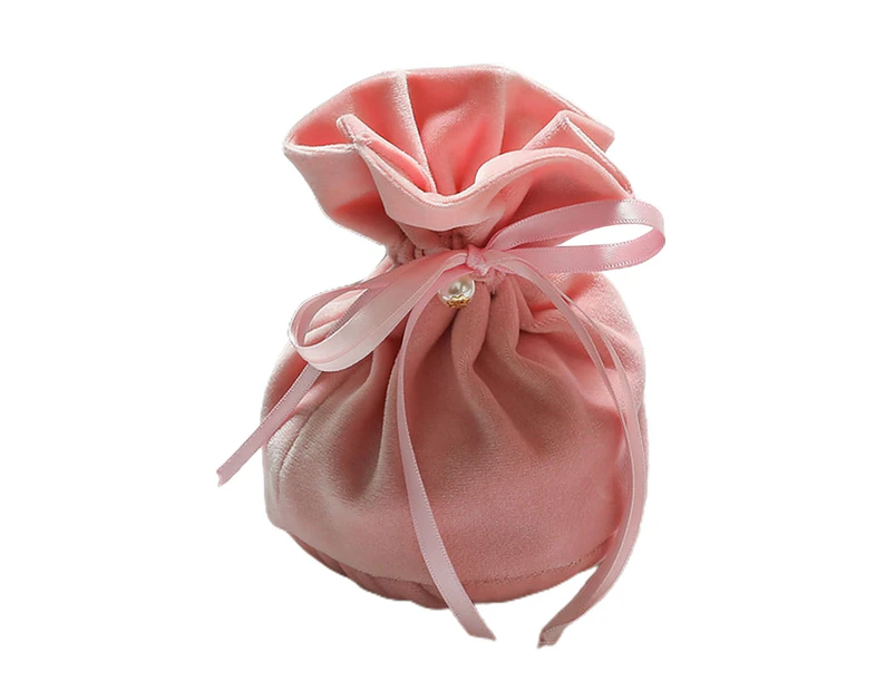 Creative Velvet Wedding Candy Bag Drawstring Festival Party Gift Storage Pouch-Pink