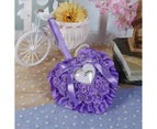 Heart Shape Faux Rose Rhinestone Inlaid Wedding Ring Box Storage Holder Cushion-Purple