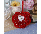 Heart Shape Faux Rose Rhinestone Inlaid Wedding Ring Box Storage Holder Cushion-Pink