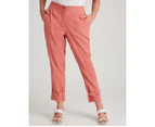 Rockmans Ankle Length Tab Hem Patch Pocket Pant - Womens - Onlblush