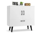 Giantex Modern Storage Cabinet Buffet Sideboard w/Doors & Drawer Floor Cabinet for Living Room Dining Room Entryway White