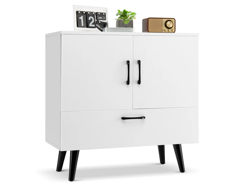 Giantex Modern Storage Cabinet Buffet Sideboard w/Doors & Drawer Floor Cabinet for Living Room Dining Room Entryway White