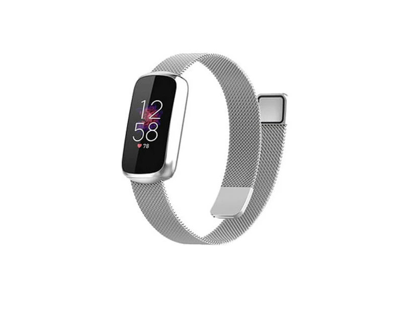 For Fitbit Luxe Replacement Band Milanese Magnetic Wristband Watch Strap (Silver)