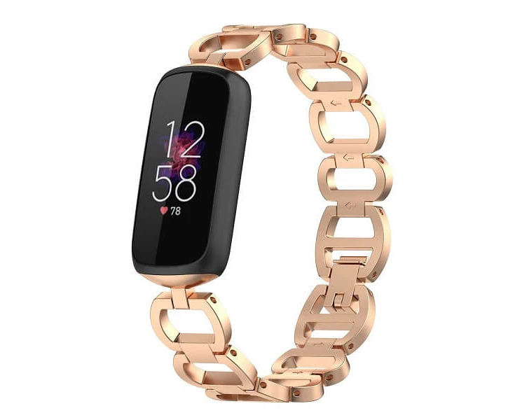 Fitbit Luxe Band Adjustable Stainless Steel Parker Link Bracelet Replacement Wristbands (Rose Gold)