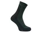 Mens Reinforced Heel and Toe Merino Wool Hiking Socks for Boots - Green