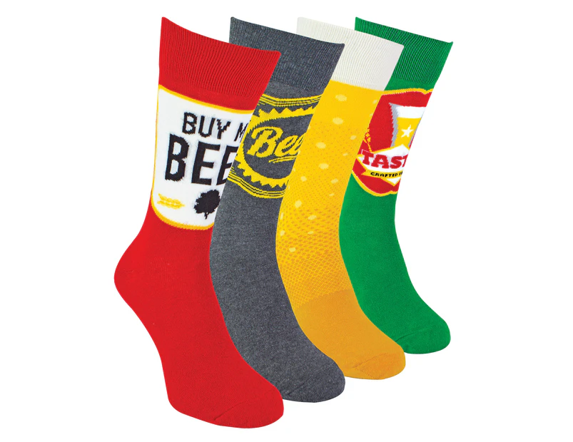 Beer Socks Gift for Men | BOXT Socks | 4 Pair Pack Novelty Cotton Socks - Beer