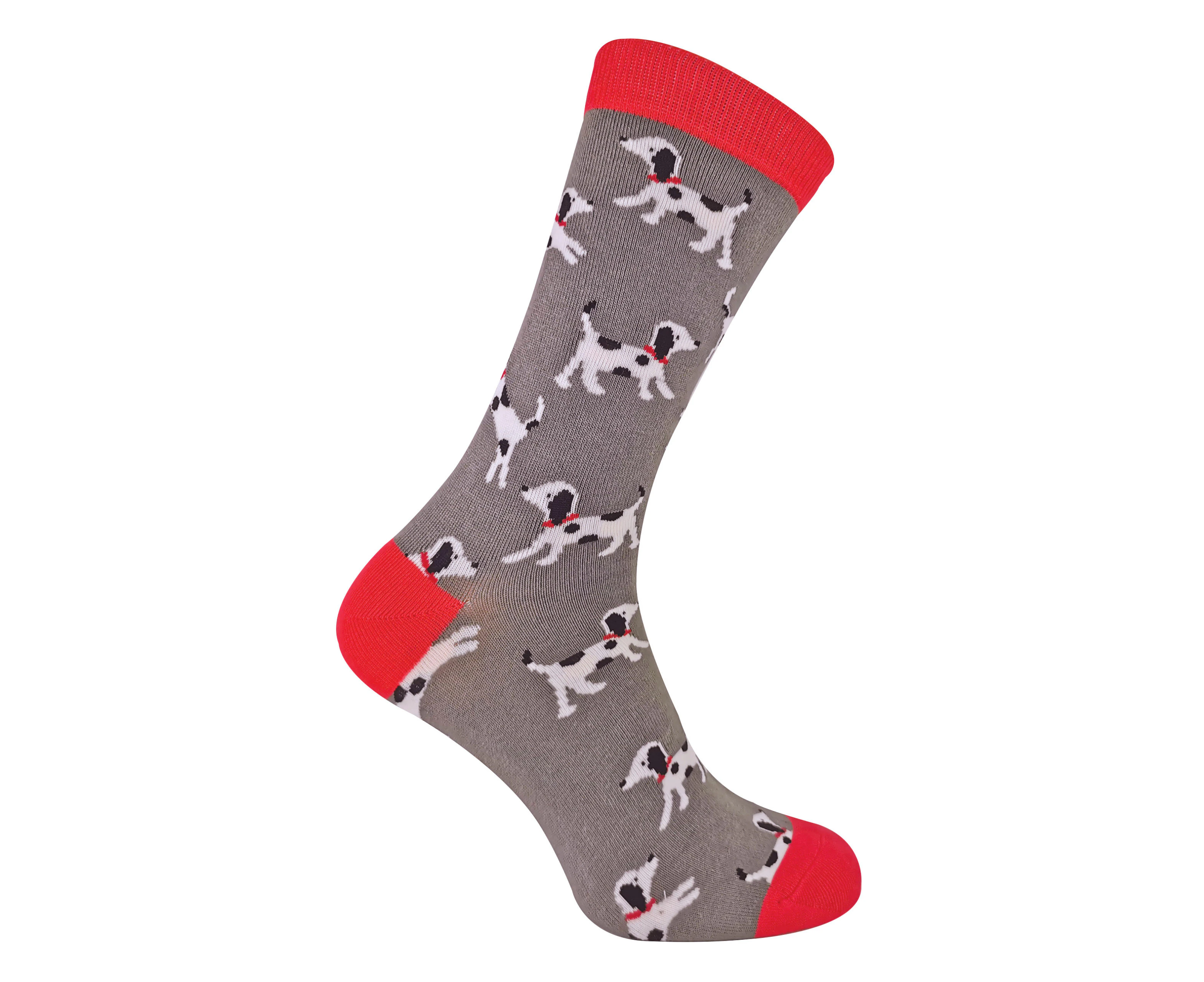 MR HERON - Mens Novelty Bamboo Socks with Dogs On - Dalmatians (Charcoal)