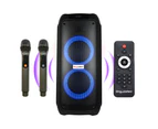 SingMasters Party Box P50 Bluetooth Karaoke Machine Speaker,Portable,Rechargeable,2 Premium UHF Wireless mics,Party Lights,Recording