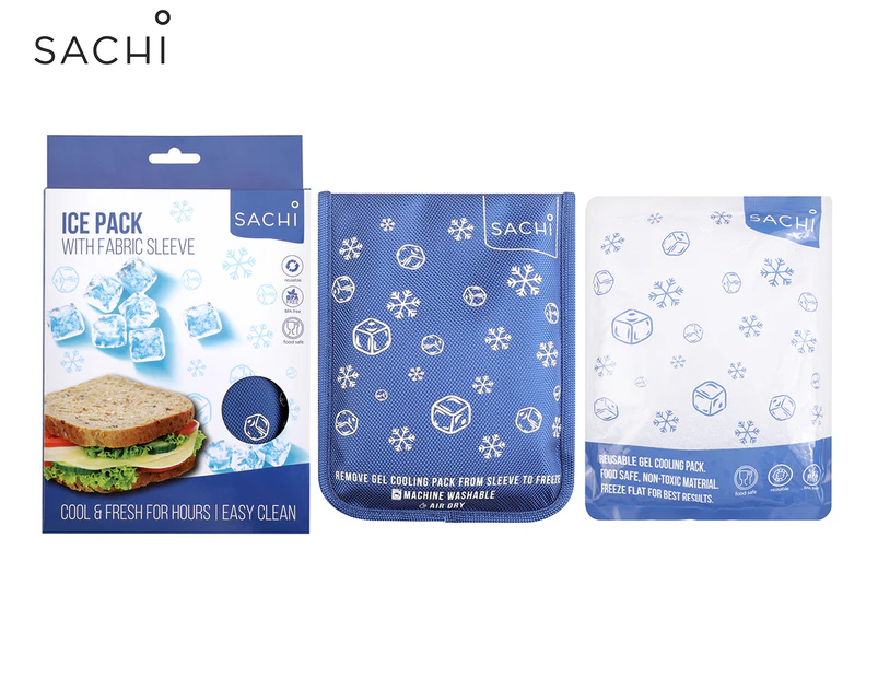 Sachi Gel Ice Pack w/ Fabric Sleeve - White/Blue