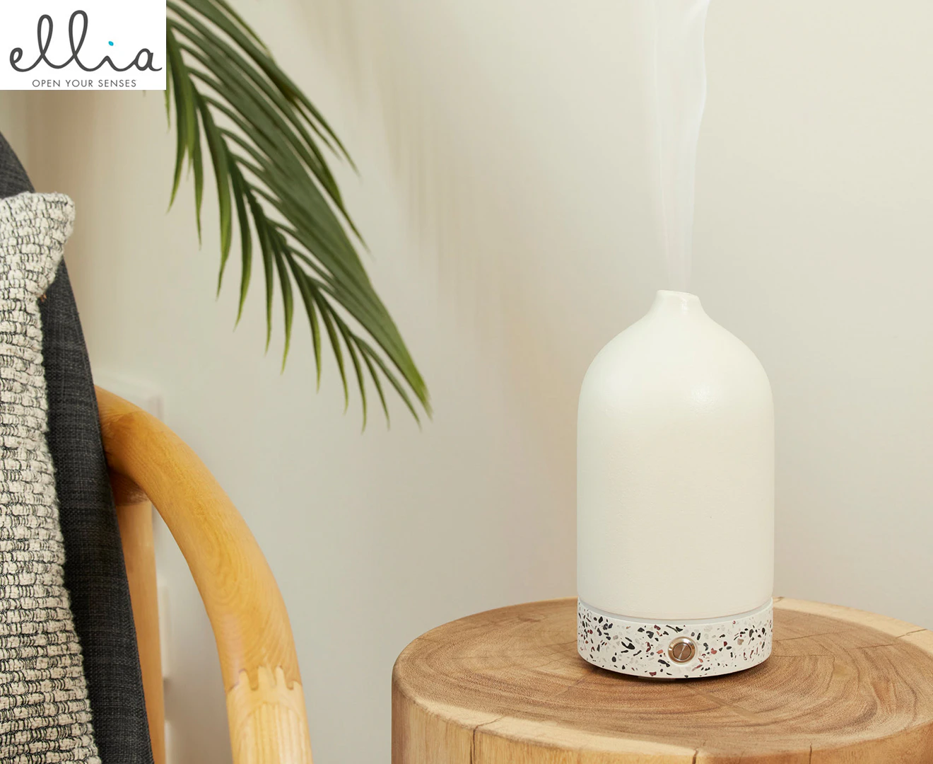 Ellia Pure Electric Ultrasonic Aroma Diffuser Ceramic/Terrazzo Pure White 19.6cm