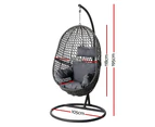 Gardeon Outdoor Egg Swing Chair Wicker Rattan Furniture Pod Stand Cushion Black