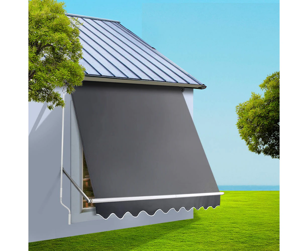 InstaHut Window Fixed Pivot Arm Awning Outdoor Blinds Retractable Canopy1.8X2.1M