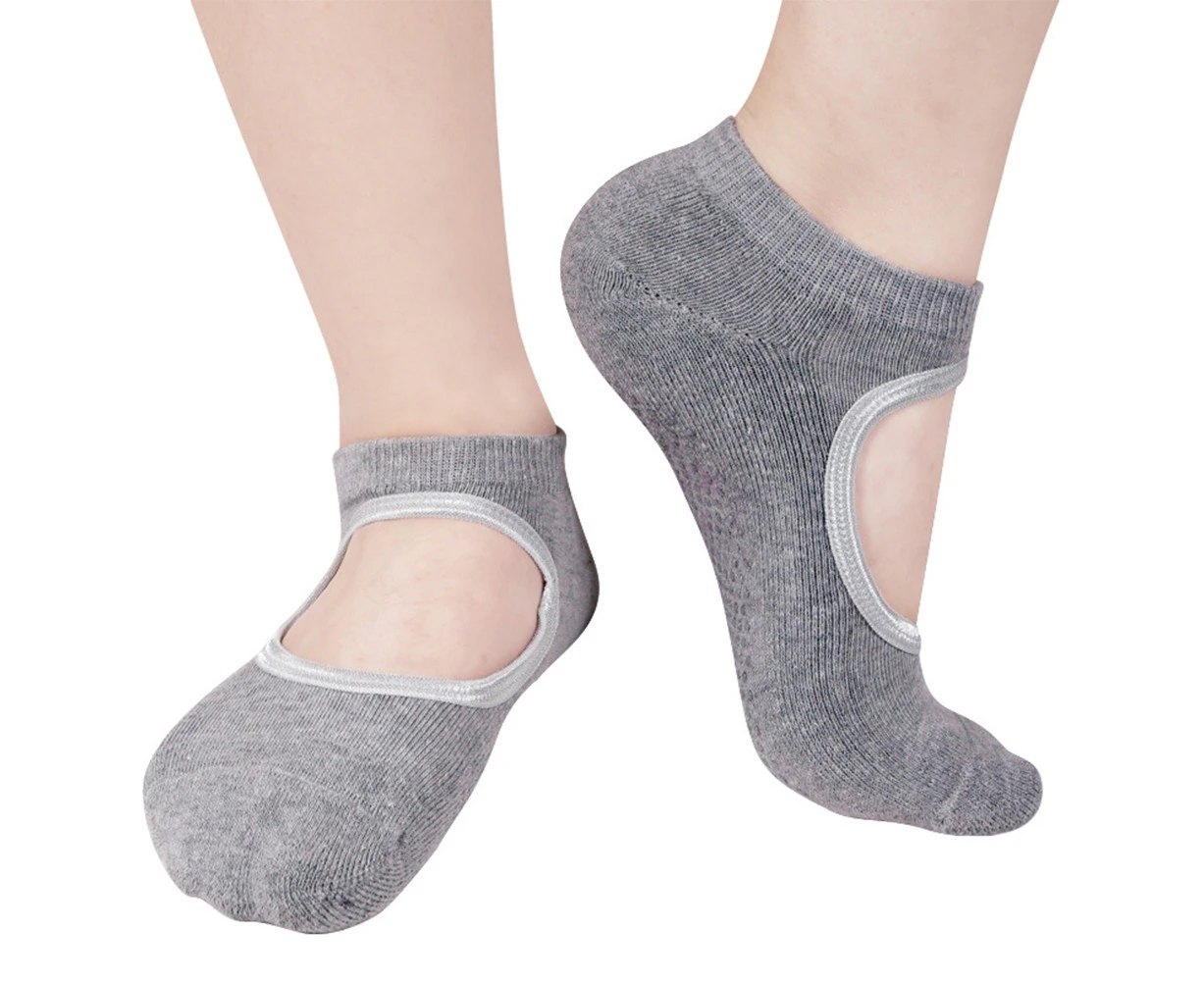 Anti-slip Women Breathable Elastic Cotton Short Socks for Yoga Pilates Ballet-Grey - Grey