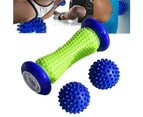 3Pcs Spiky Foot Roller Massage Ball Body Relax Pain Relief Back Leg Massager Set-Yellow - Yellow