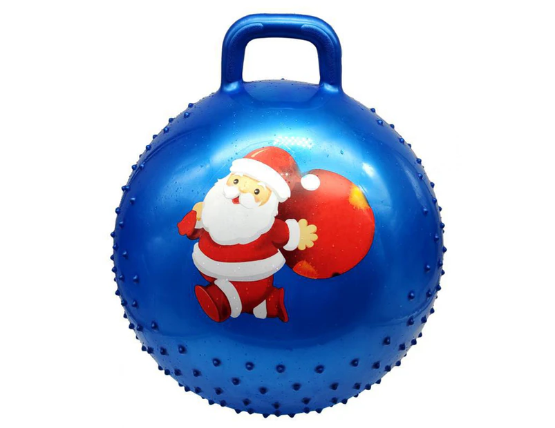 PVC Yoga Ball Set Anti-burst Inflatable Christmas Theme Handle Bouncy Ball Set for Physical Fitness-Blue - Blue