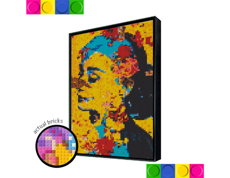Diy Photobrick Mosaic Art - Lady With Orange Background 2x3 Boards