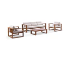 Santorini 3+1+1 Aluminium Lounge Setting with Coffee Table - Outdoor Lounges - Teak Look