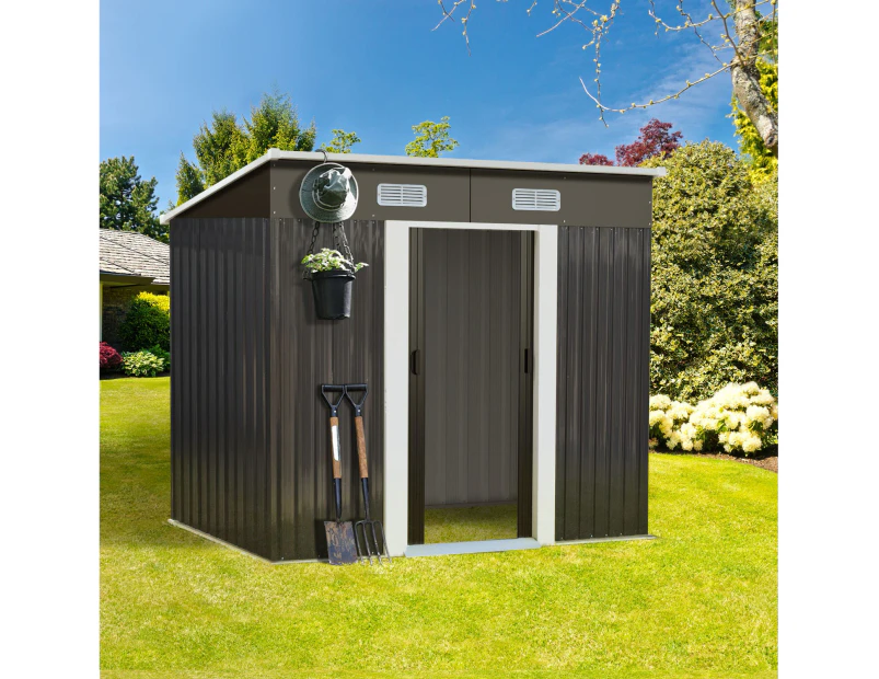 Livsip Garden Shed Outdoor Storage Sheds 1.94x1.21M Workshop Cabin Metal House