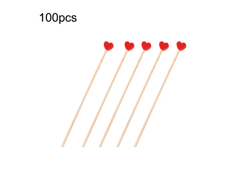 100Pcs Drink Stirring Stick Safe Multi-purpose Heart Shape Disposable Sanitary Cocktail Mixing Bar for Tea Red