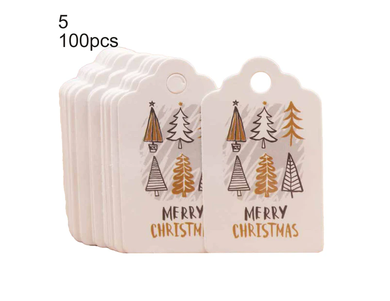 100Pcs Eco-friendly Hanging Ornaments Unique Pattern Paper Christmas Theme Painted Paper Tag for Home 5