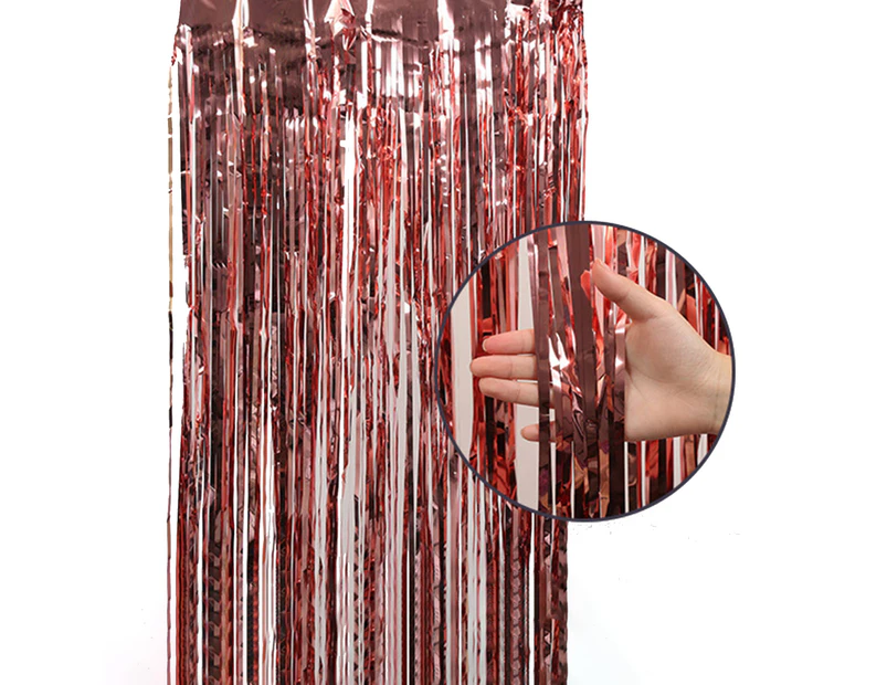 100x200cm Party Curtain Glossy Uniform Color Aluminium Adhesive Fringe Curtain for Party Rose Gold
