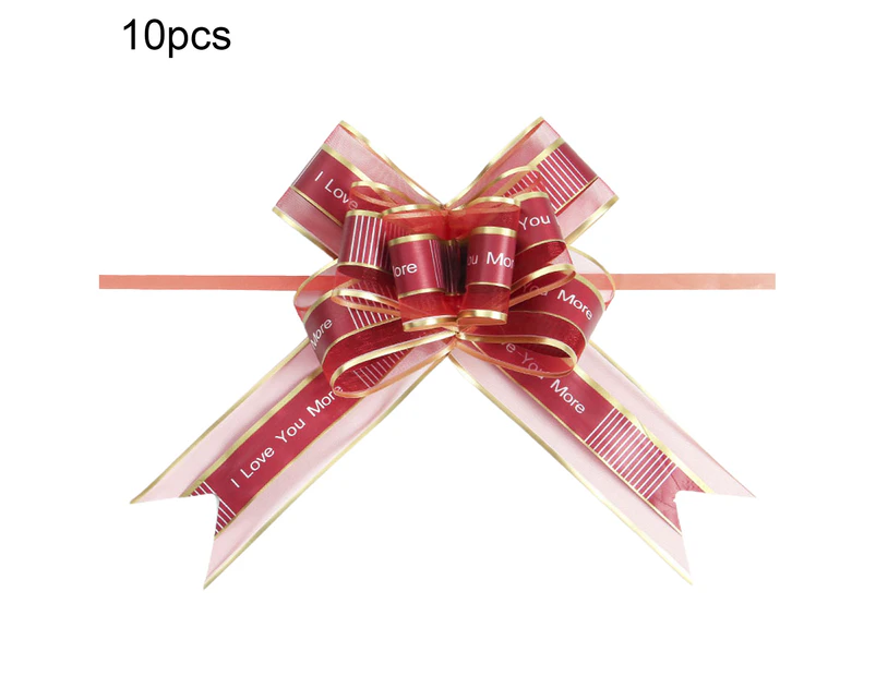 10Pcs Pullbows Attractive Wide Applications Cloth Wedding Car Gift Packing Pull Bow Ribbons for Party Wine Red