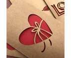 10Pcs Greeting Card with Envelop Hollow Out Design Kraft Paper Floral Letter Pattern Blessing Card for Valentine's Day C