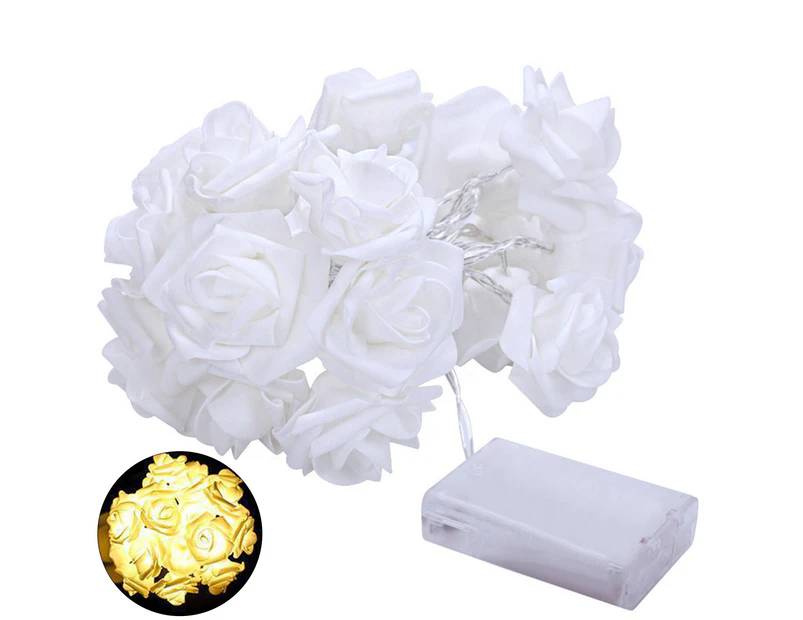 1 String Fairy Light High Brightness Realistic Battery Operated Beautiful LED Rose Flower Holiday Supplies Warm White
