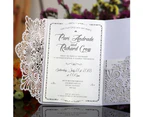 10Pcs Hollow Lace Floral Laser Cut Business Wedding Invitation Card Cover B