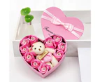 10Pcs Soap Flower Bear with Box Girlfriend Birthday Wedding Valentine Day Gift Pink 2