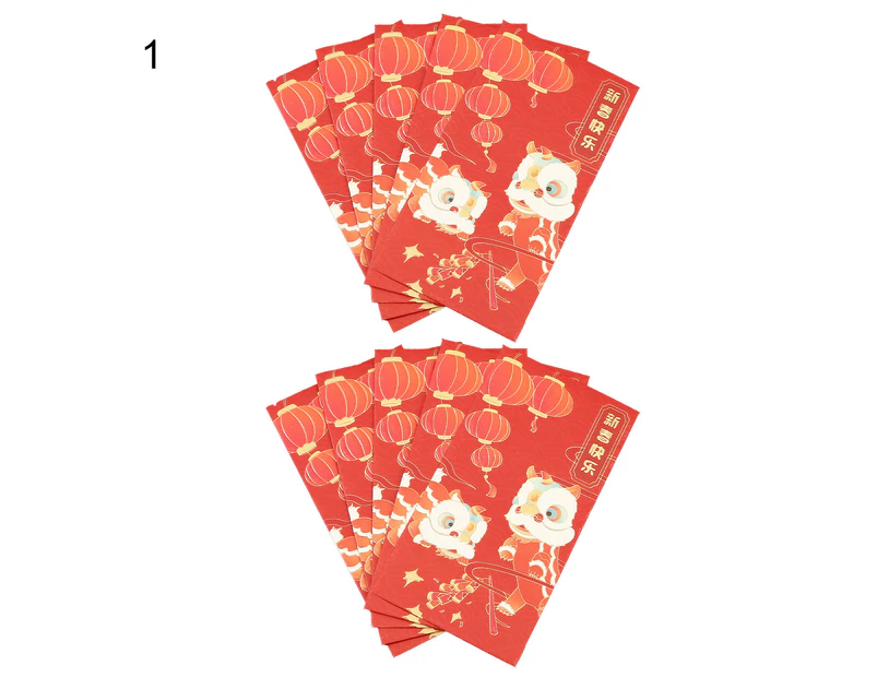 10Pcs Traditional Rectangle Lucky Money Bag Paper Visiting Relatives New Year Red Envelope for Special Occasions 1