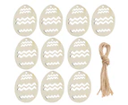 10Pcs Easter Pendant Decorative Hollow-out Design Wood Bunny Eggs Chick Pendant for Party 4
