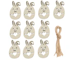10Pcs Easter Pendant Decorative Hollow-out Design Wood Bunny Eggs Chick Pendant for Party 5