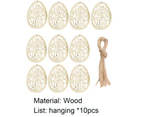 10Pcs Easter Pendant Decorative Hollow-out Design Wood Bunny Eggs Chick Pendant for Party 9