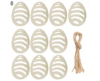 10Pcs Easter Pendant Decorative Hollow-out Design Wood Bunny Eggs Chick Pendant for Party 8