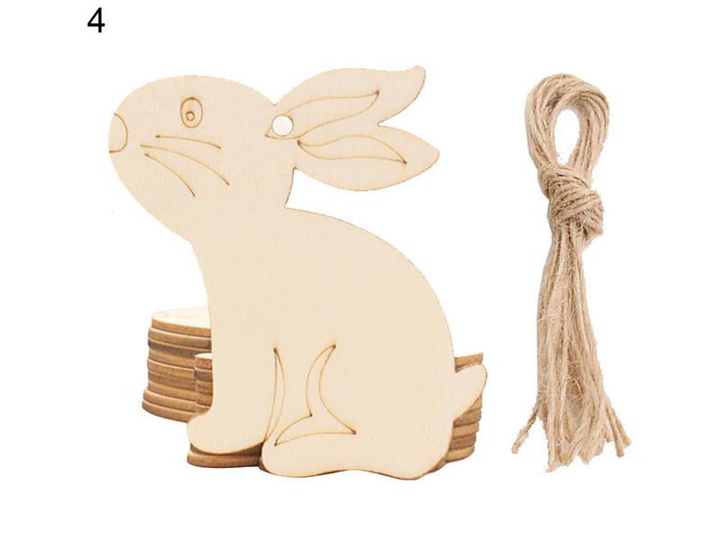 10Pcs Wooden Baubles Adorable Cartoon Unpainted Lovely DIY Wooden Easter Ornaments Household Supplies 4