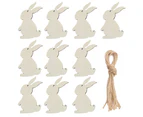 10Pcs Easter Pendant Decorative Hollow-out Design Wood Bunny Eggs Chick Pendant for Party 6