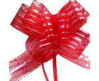 10Pcs 50mm Pull Bow Multicolor Elegant Organza Durable DIY Ribbon Bow for Party Red