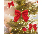 12Pcs Bowknot Nice-looking Decorative Lightweight Xmas Tree Red Flocking Bowknot Ornament for Home Red