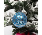 12Pcs 6cm Christmas Decoration Ball Printed Surface Matte Hand Painted Transparent Texture Xmas Tree Hanging Ball for Christmas Blue